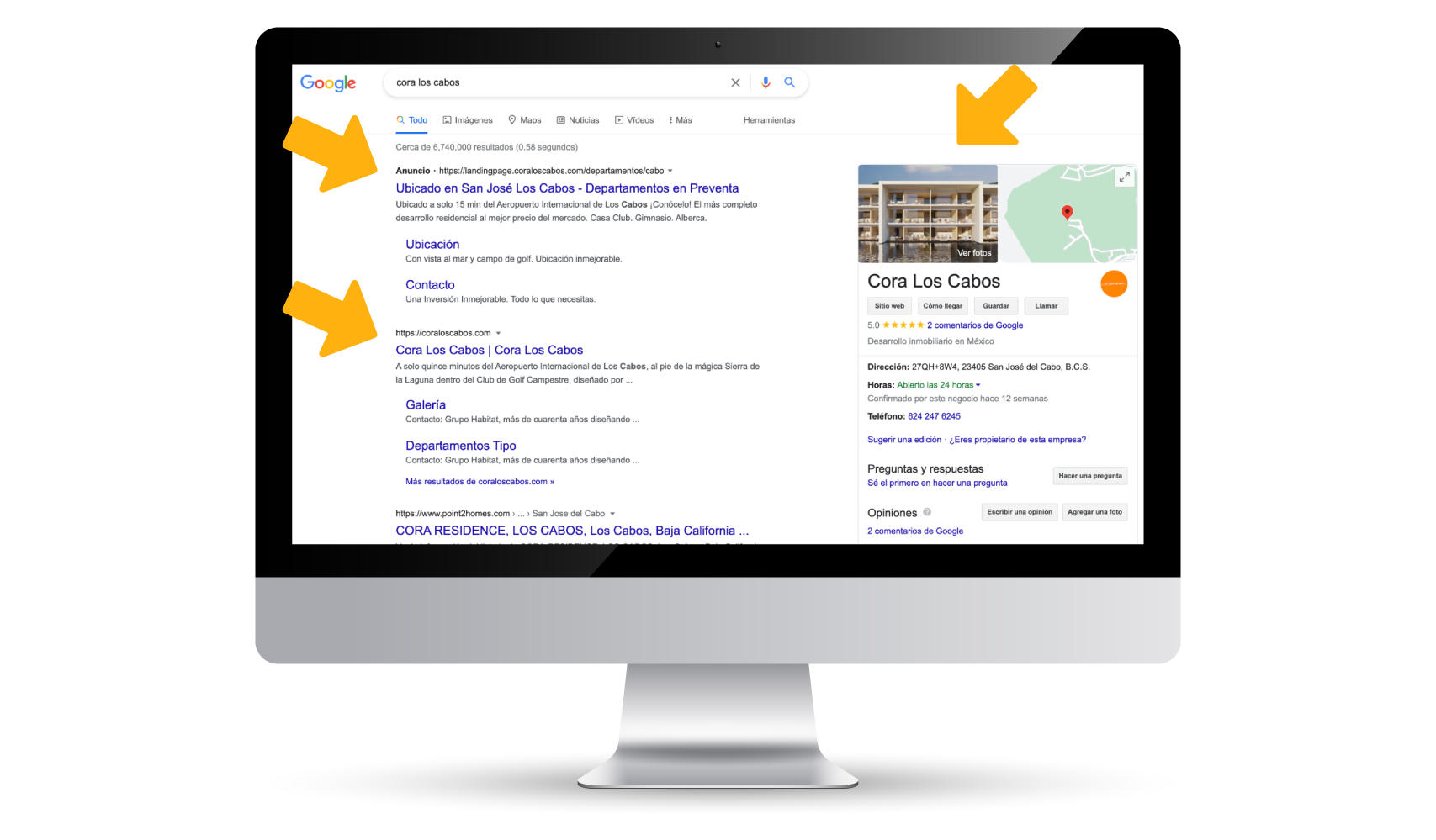 Cliente de Google ads Agencia De Grandes Empresarios para Cora los cabos